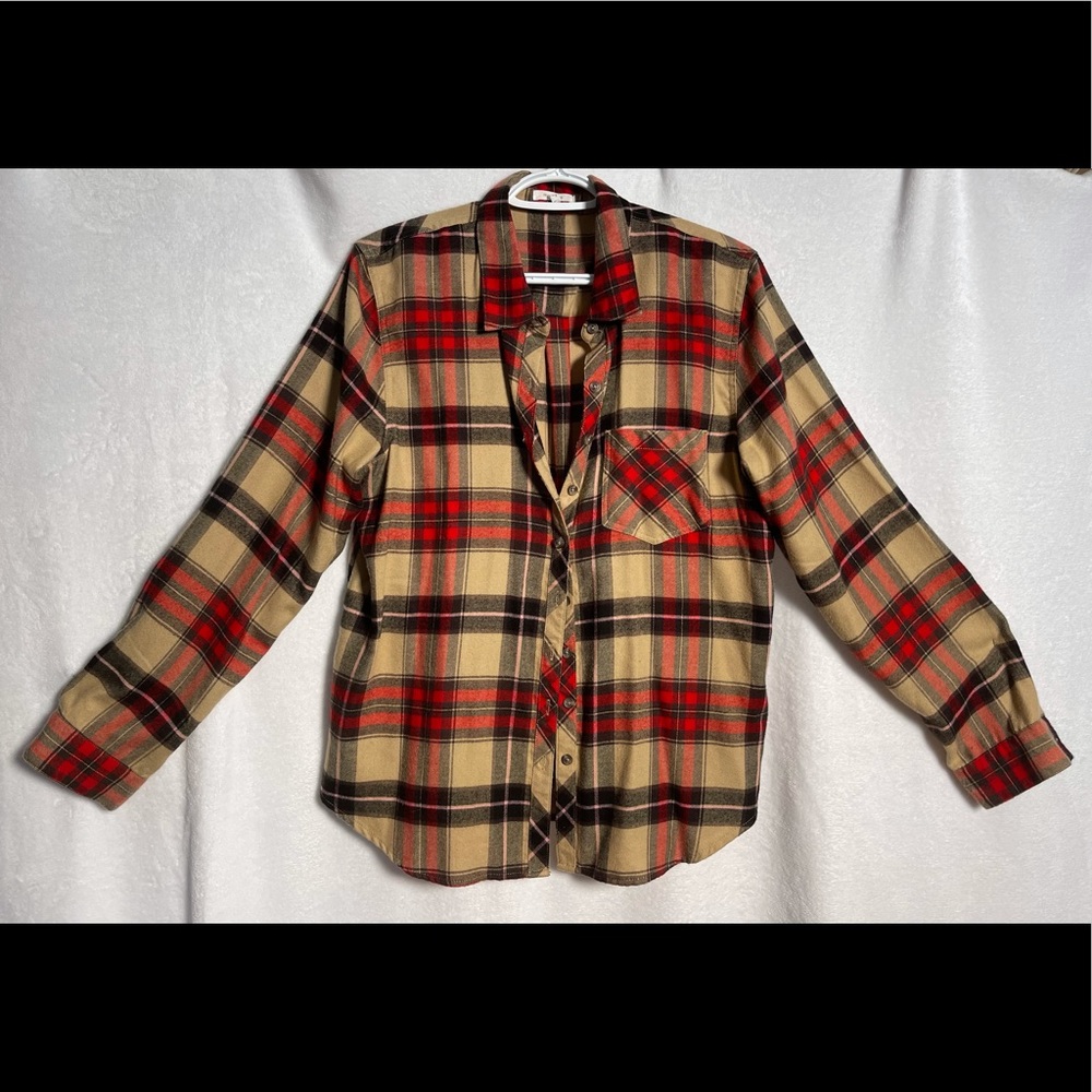 Maurices Khaki Plaid Super Soft Button Down Shirt